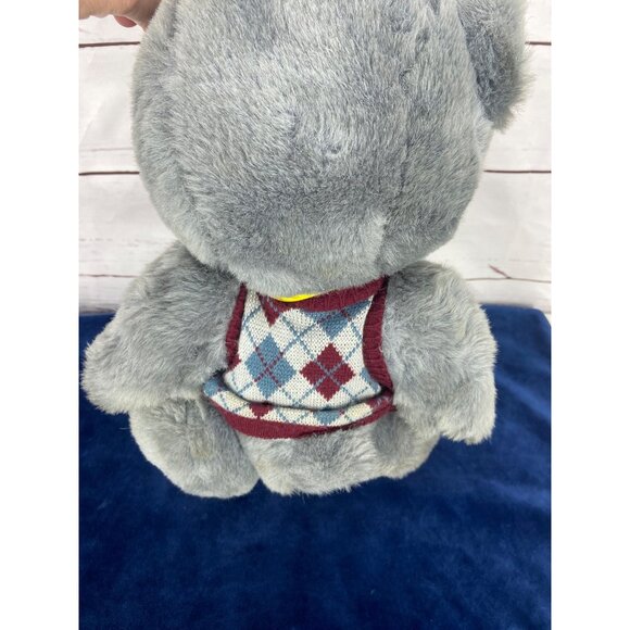 Vintage‎ Dandee Jointed Gray Teddy Bear With Argyle Sweater Vest - Picture 3 of 8